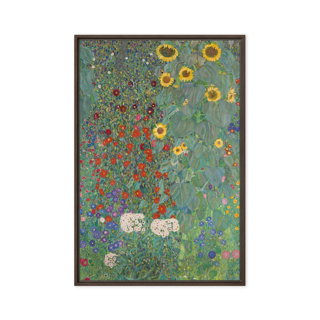 Gerahmte Leinwand - Gustav Klimt, Garten mit Sonnenblumen Braun / 61x91 cm (24″×36″) artlia