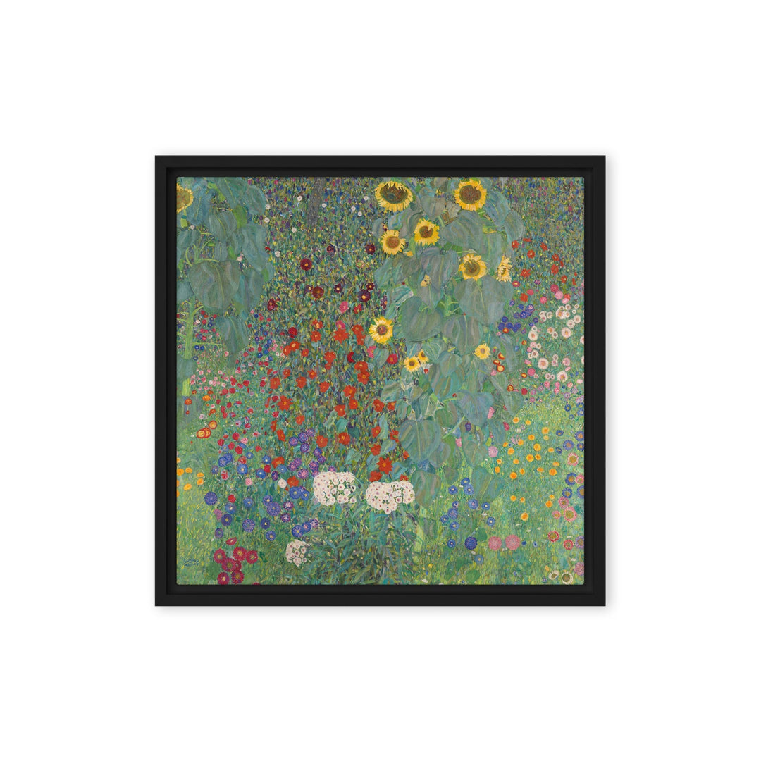 Gerahmte Leinwand - Gustav Klimt, Garten mit Sonnenblumen Schwarz / 41x41 cm (16″×16″) artlia