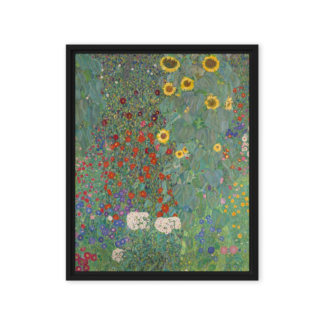 Gerahmte Leinwand - Gustav Klimt, Garten mit Sonnenblumen Schwarz / 41x51 cm (16″×20″) artlia