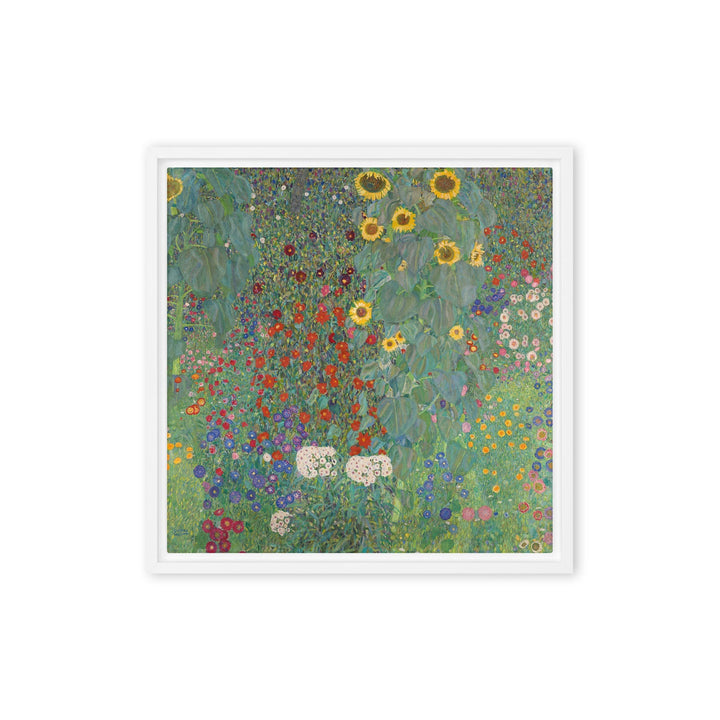 Gerahmte Leinwand - Gustav Klimt, Garten mit Sonnenblumen Weiß / 41x41 cm (16″×16″) artlia