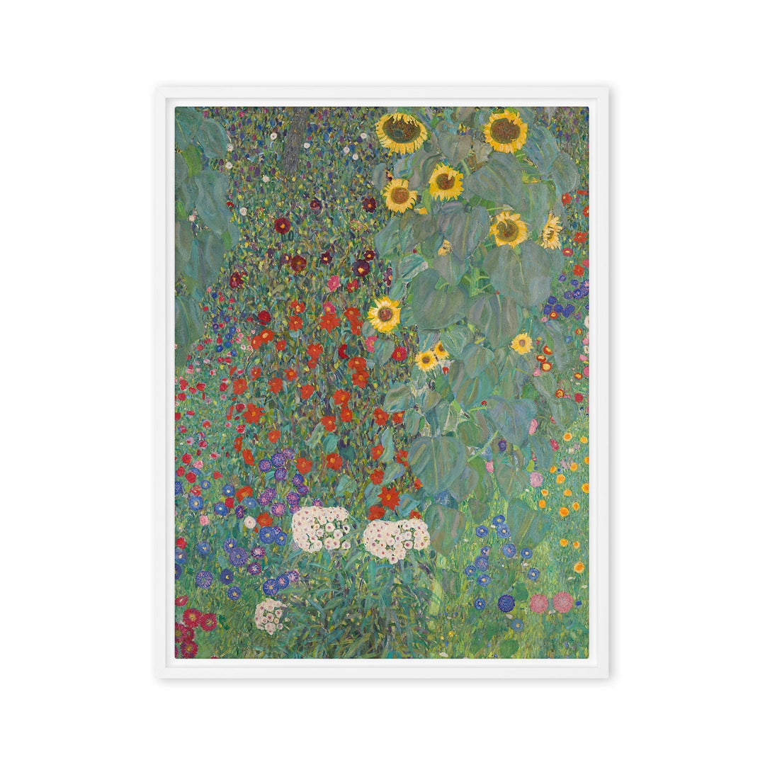 Gerahmte Leinwand - Gustav Klimt, Garten mit Sonnenblumen Weiß / 46x61 cm (18″×24″) artlia