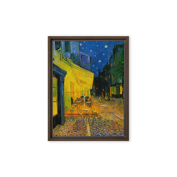 Gerahmte Leinwand - Caféterrasse am Abend Braun / 30x41 cm (12″×16″) artlia