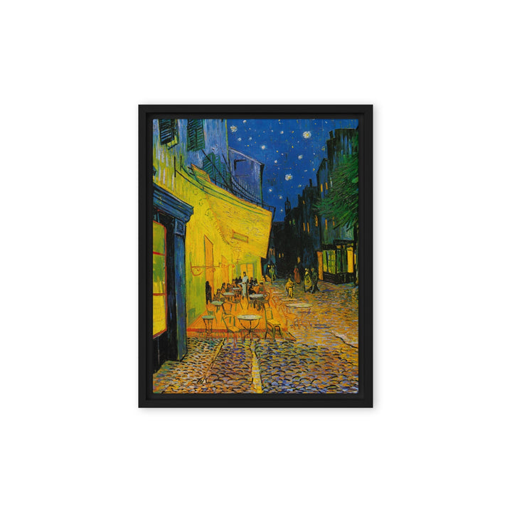 Gerahmte Leinwand - Caféterrasse am Abend Schwarz / 30x41 cm (12″×16″) artlia