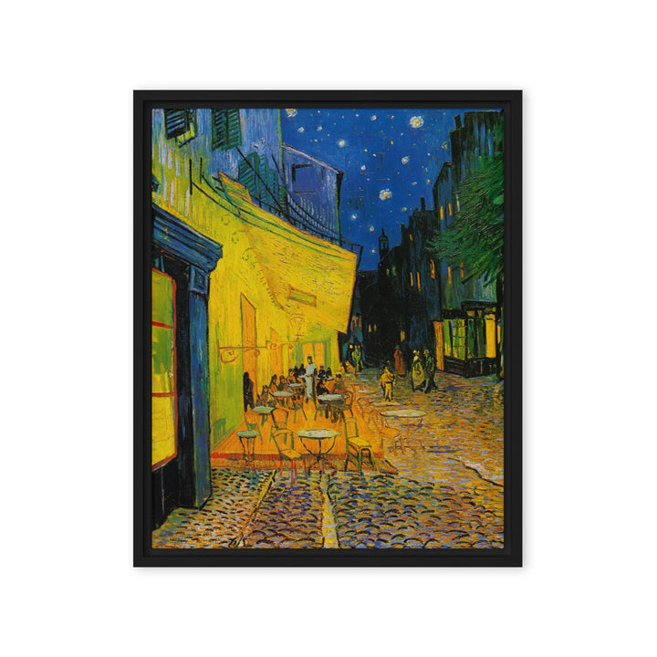 Gerahmte Leinwand - Caféterrasse am Abend Schwarz / 41x51 cm (16″×20″) artlia