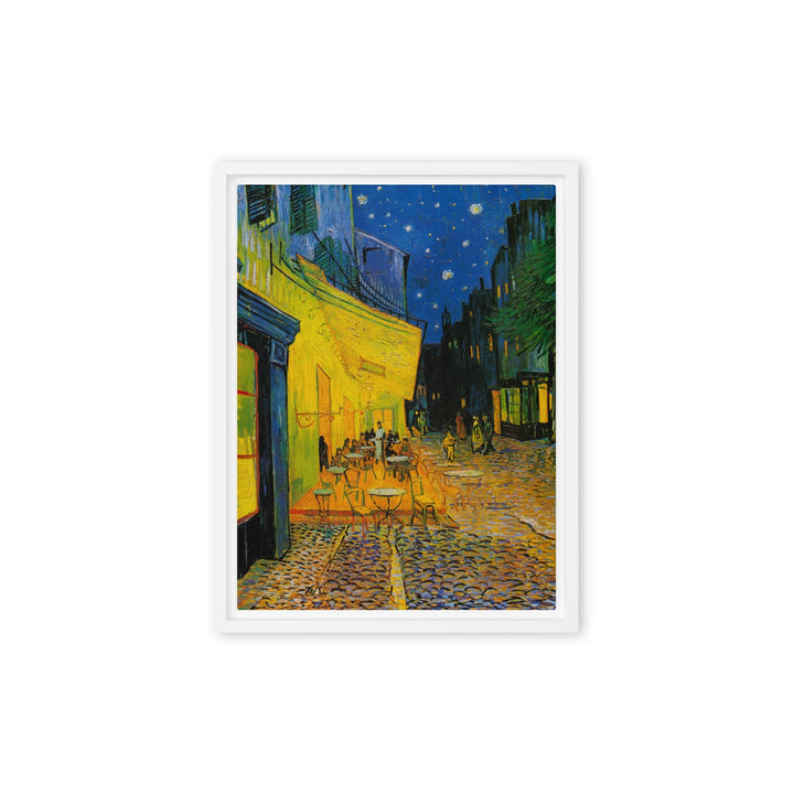 Gerahmte Leinwand - Caféterrasse am Abend Weiß / 30x41 cm (12″×16″) artlia