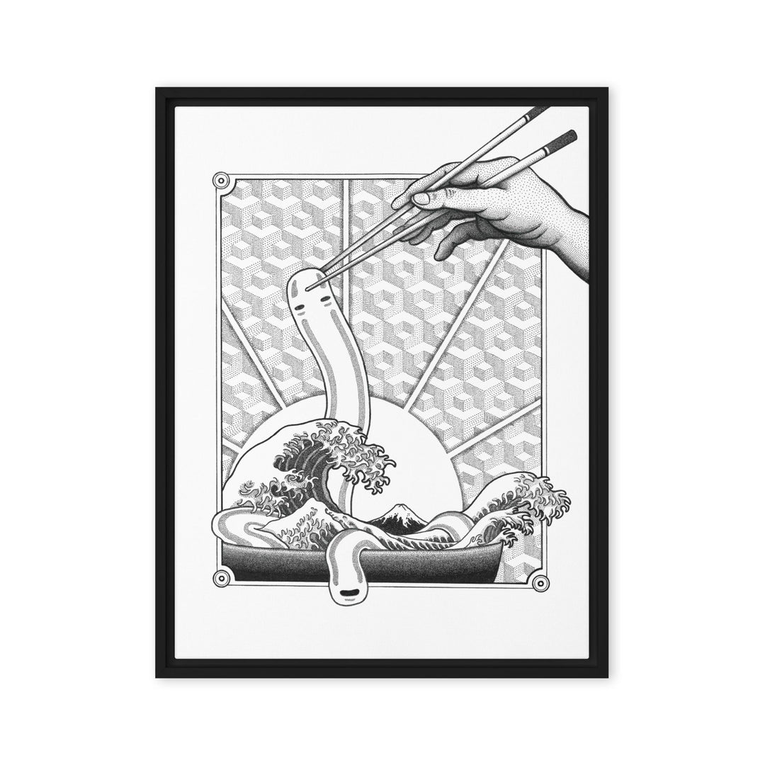 Gerahmte Leinwand - Ghibli Ramen Schwarz / 46x61 cm (18″×24″) artlia