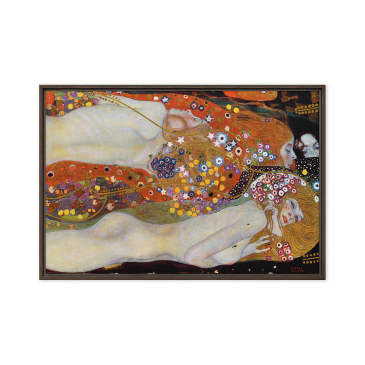 Gerahmte Leinwand - Gustav Klimt, Wasserschlangen II Braun / 61x91 cm (24″×36″) artlia