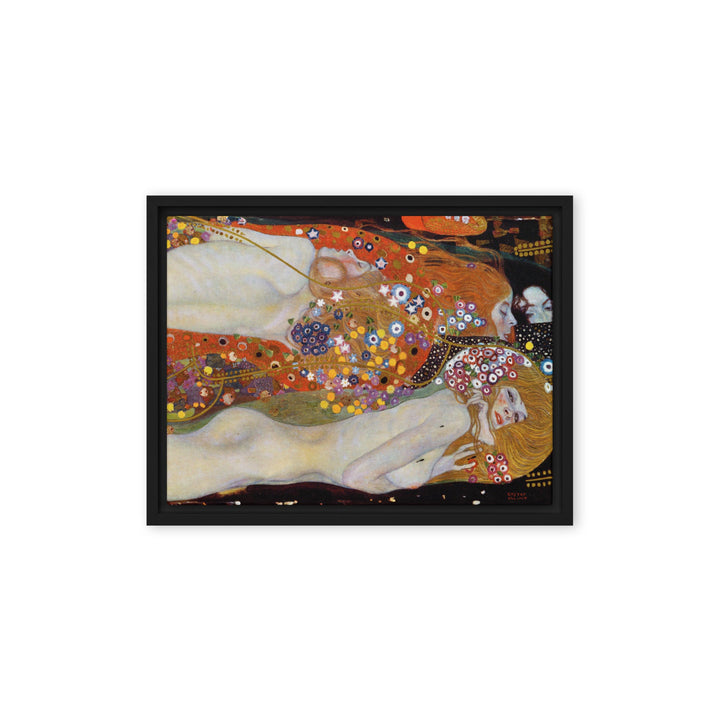 Gerahmte Leinwand - Gustav Klimt, Wasserschlangen II Schwarz / 30x41 cm (12″×16″) artlia