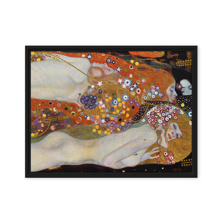 Gerahmte Leinwand - Gustav Klimt, Wasserschlangen II Schwarz / 46x61 cm (18″×24″) artlia