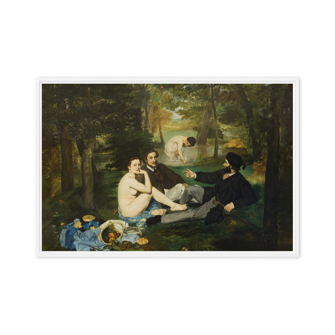 Gerahmte Leinwand - Lunch on the Grass, Edouard Manet Weiß / 61x91 cm (24″×36″) artlia