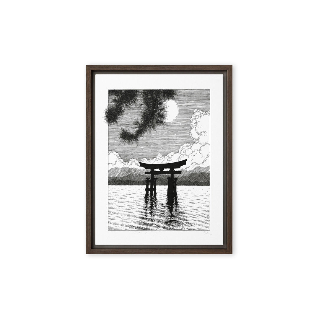 Gerahmte Leinwand - Miyajima Braun / 30x41 cm (12″×16″) artlia