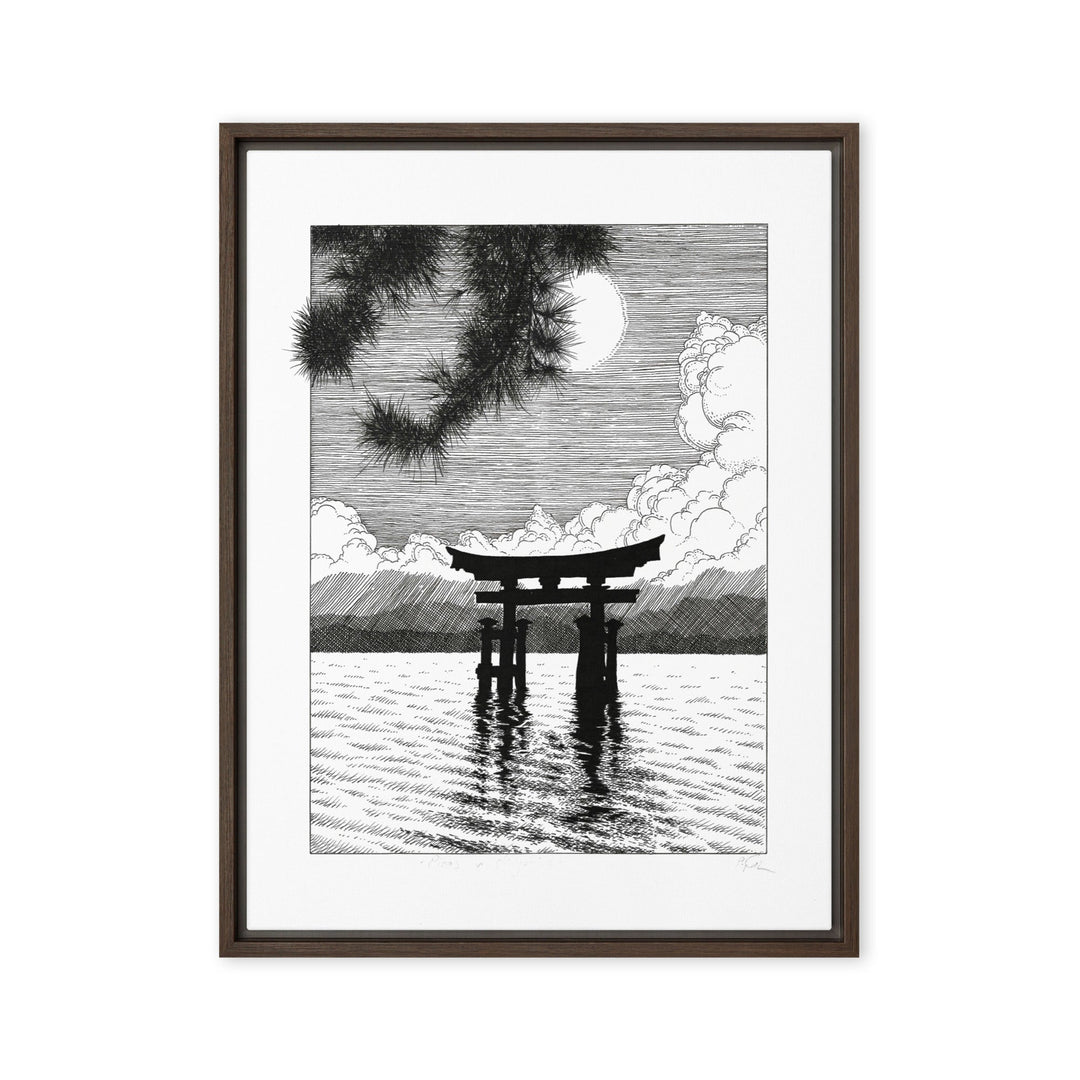 Gerahmte Leinwand - Miyajima Braun / 46x61 cm (18″×24″) artlia