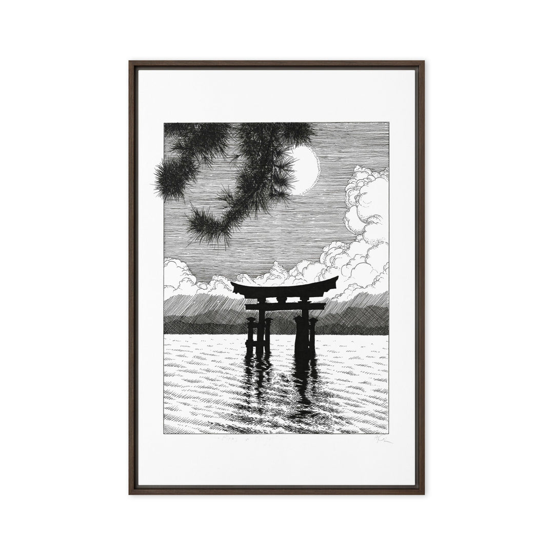 Gerahmte Leinwand - Miyajima Braun / 61x91 cm (24″×36″) artlia