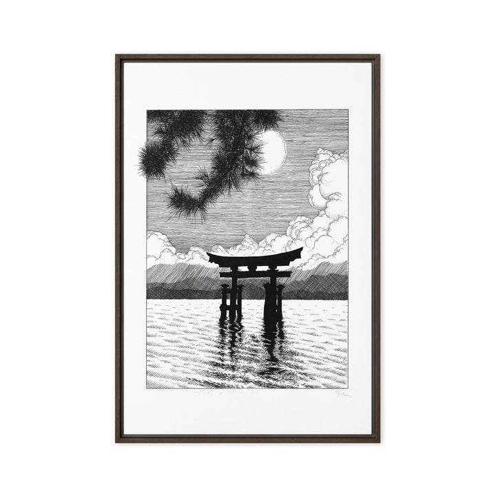 Gerahmte Leinwand - Miyajima Braun / 61x91 cm (24″×36″) artlia