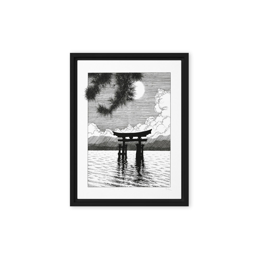 Gerahmte Leinwand - Miyajima Schwarz / 30x41 cm (12″×16″) artlia