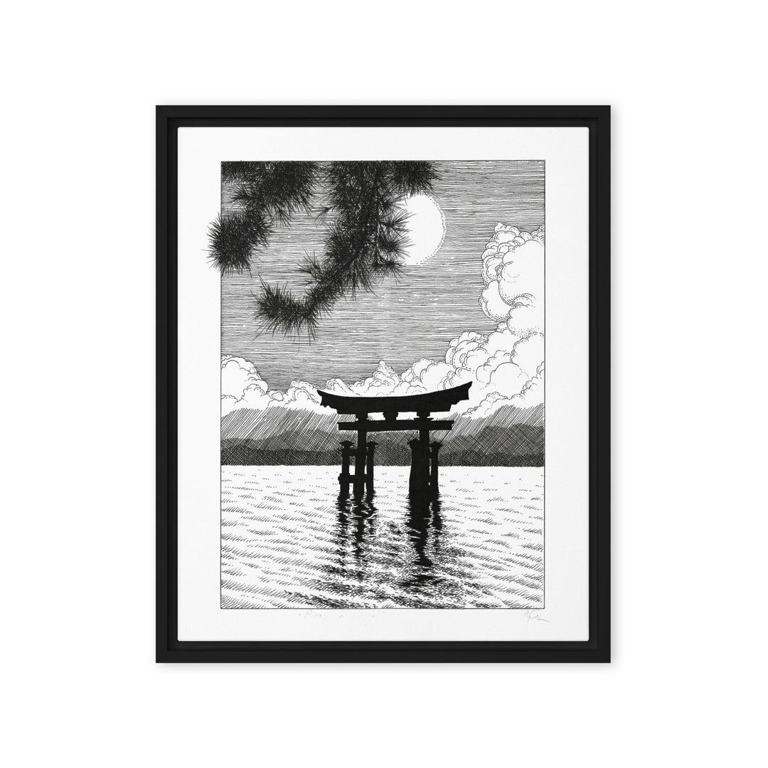 Gerahmte Leinwand - Miyajima Schwarz / 41x51 cm (16″×20″) artlia