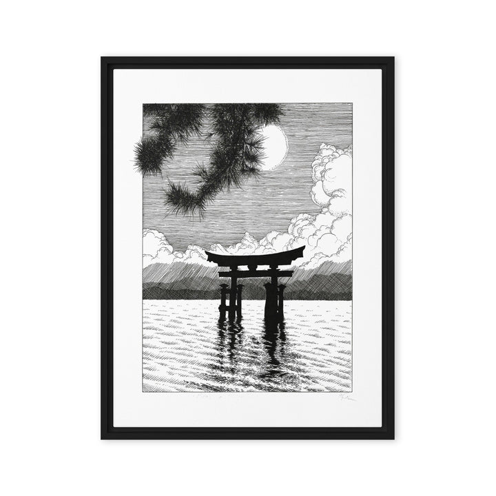 Gerahmte Leinwand - Miyajima Schwarz / 46x61 cm (18″×24″) artlia