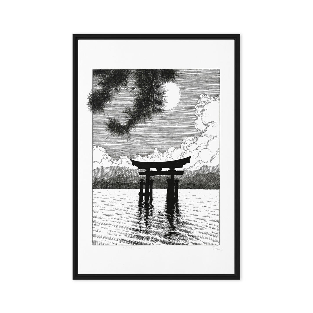 Gerahmte Leinwand - Miyajima Schwarz / 61x91 cm (24″×36″) artlia