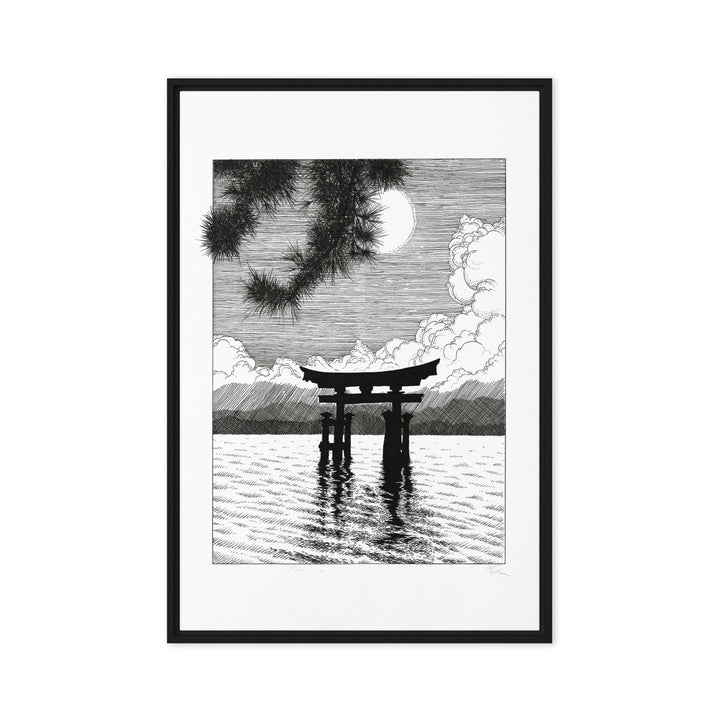 Gerahmte Leinwand - Miyajima Schwarz / 61x91 cm (24″×36″) artlia