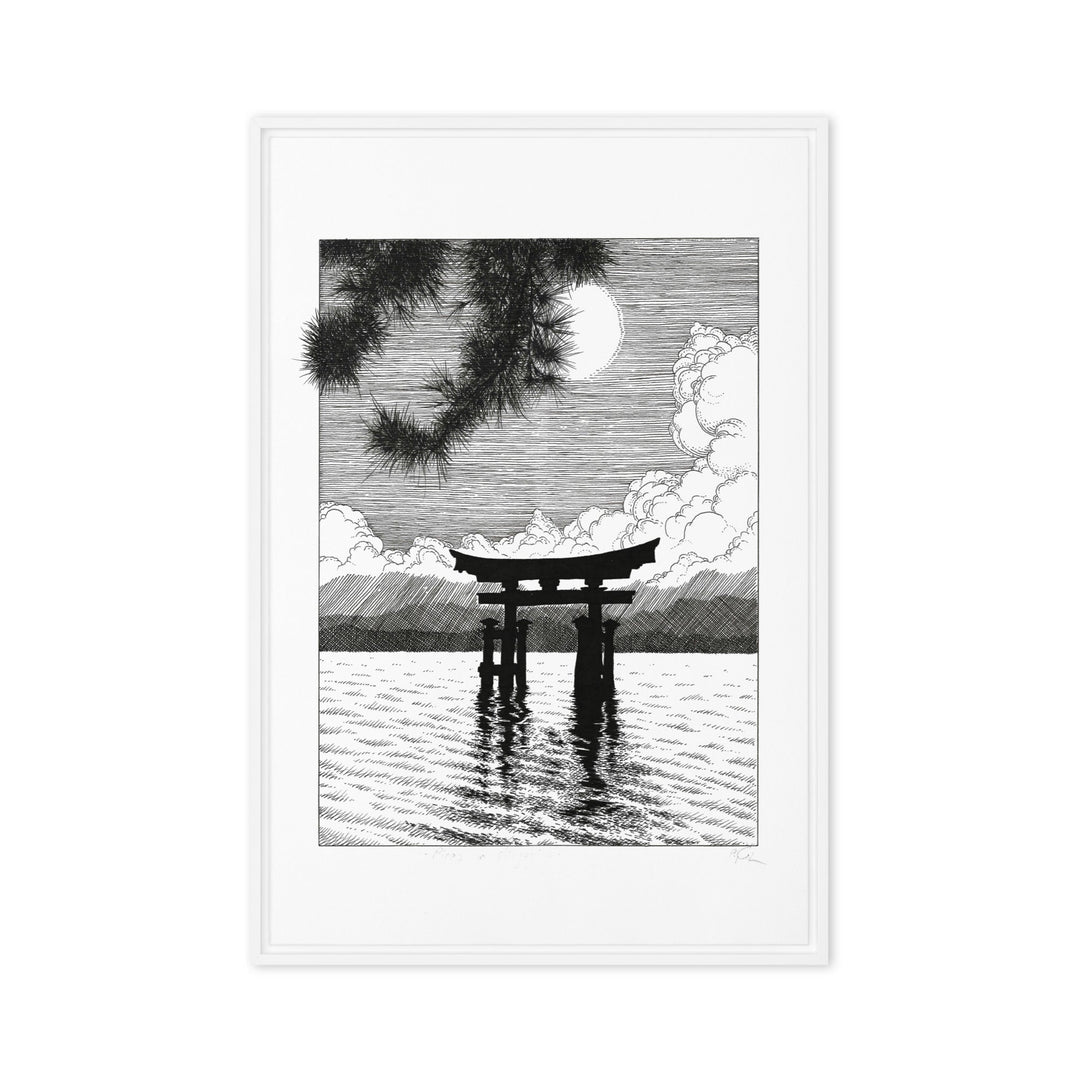 Gerahmte Leinwand - Miyajima Weiß / 61x91 cm (24″×36″) artlia