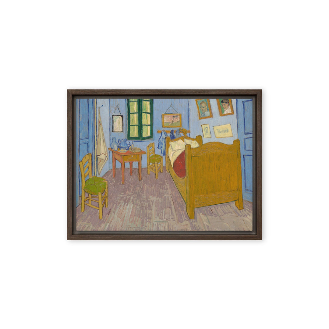 Gerahmte Leinwand - Van Gogh, Das Schlafzimmer in Arles Braun / 30x41 cm (12″×16″) artlia