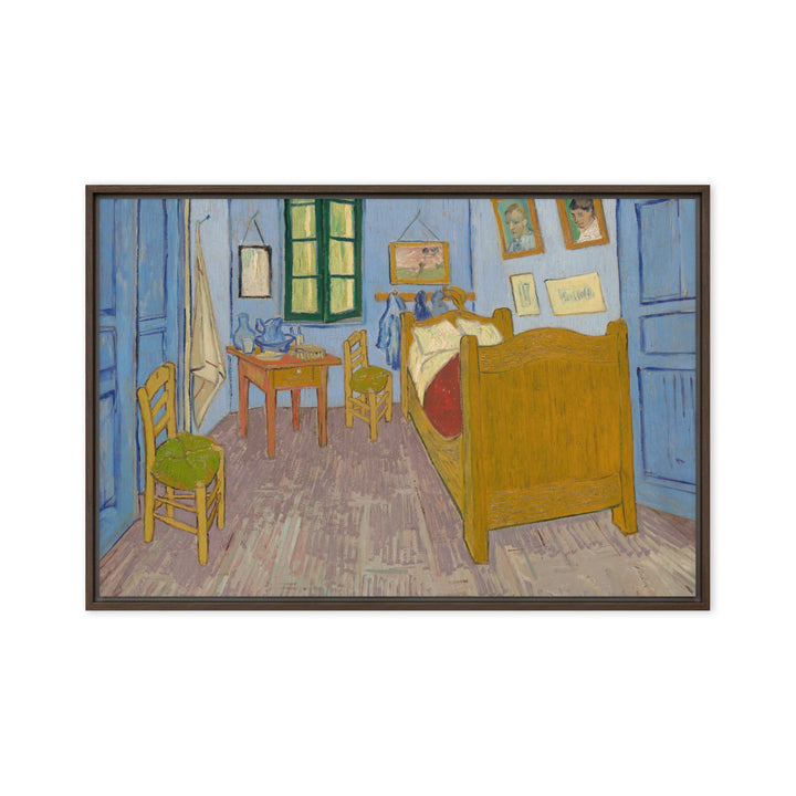 Gerahmte Leinwand - Van Gogh, Das Schlafzimmer in Arles Braun / 61x91 cm (24″×36″) artlia