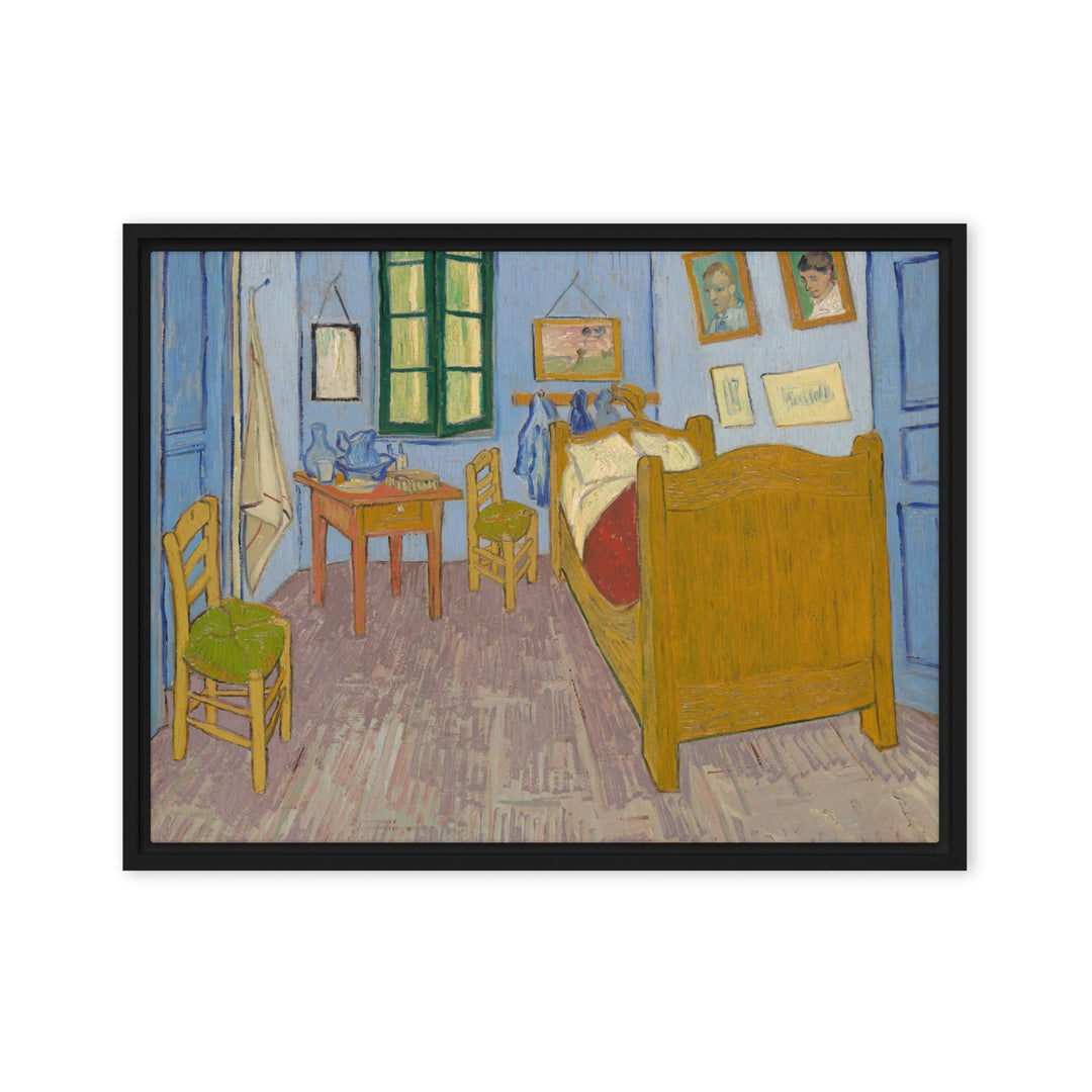 Gerahmte Leinwand - Van Gogh, Das Schlafzimmer in Arles Schwarz / 46x61 cm (18″×24″) artlia