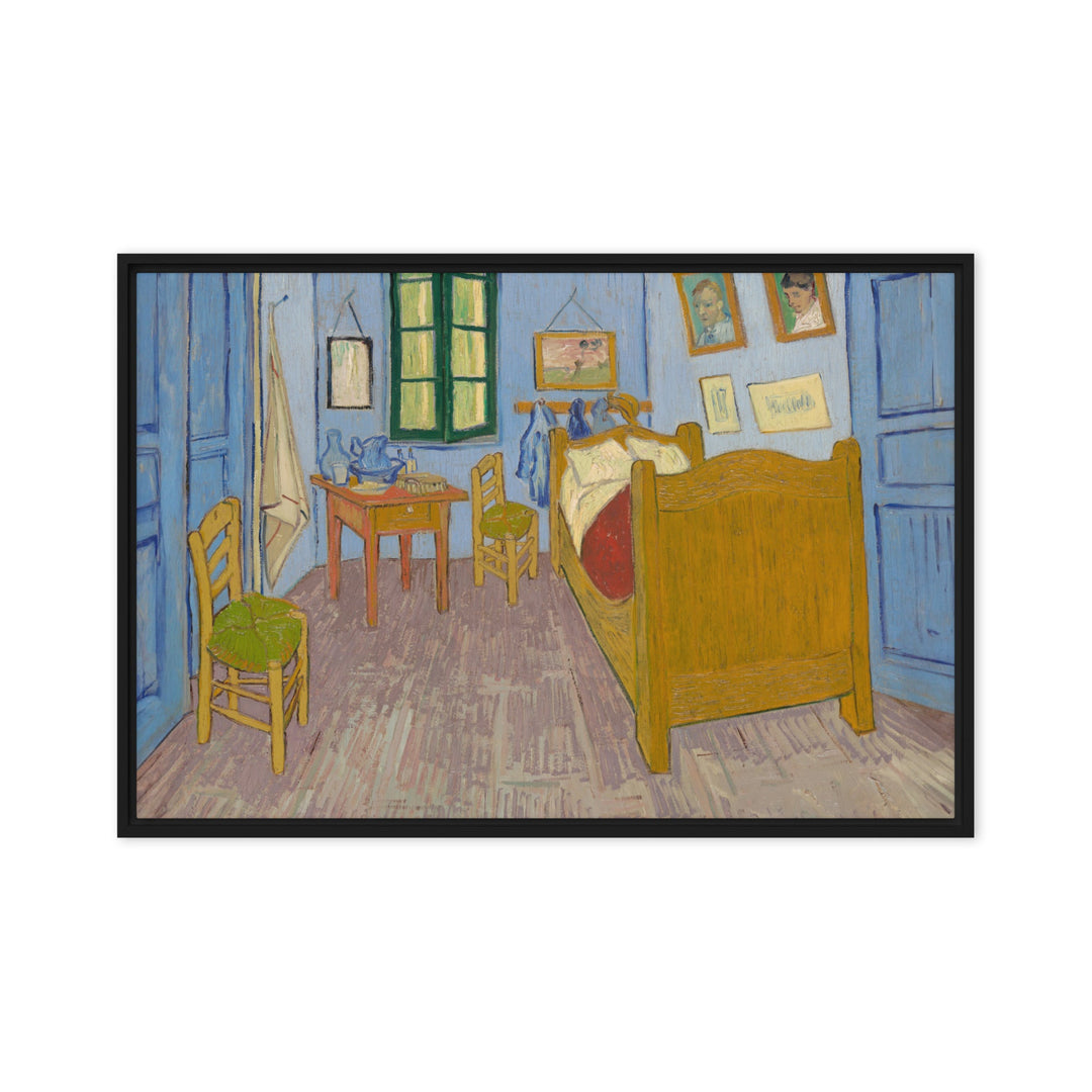 Gerahmte Leinwand - Van Gogh, Das Schlafzimmer in Arles Schwarz / 61x91 cm (24″×36″) artlia