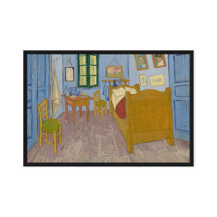 Gerahmte Leinwand - Van Gogh, Das Schlafzimmer in Arles Schwarz / 61x91 cm (24″×36″) artlia