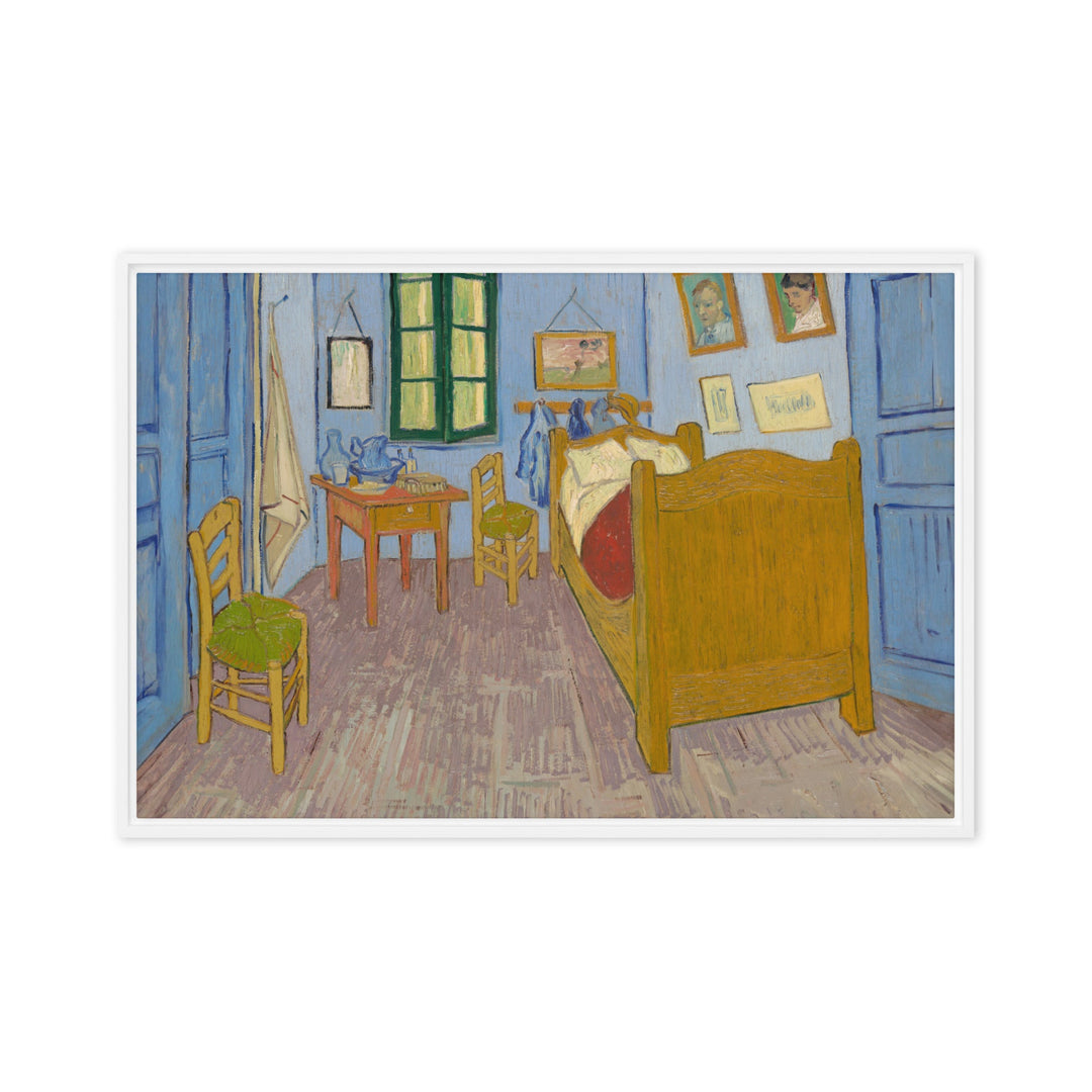 Gerahmte Leinwand - Van Gogh, Das Schlafzimmer in Arles Weiß / 61x91 cm (24″×36″) artlia