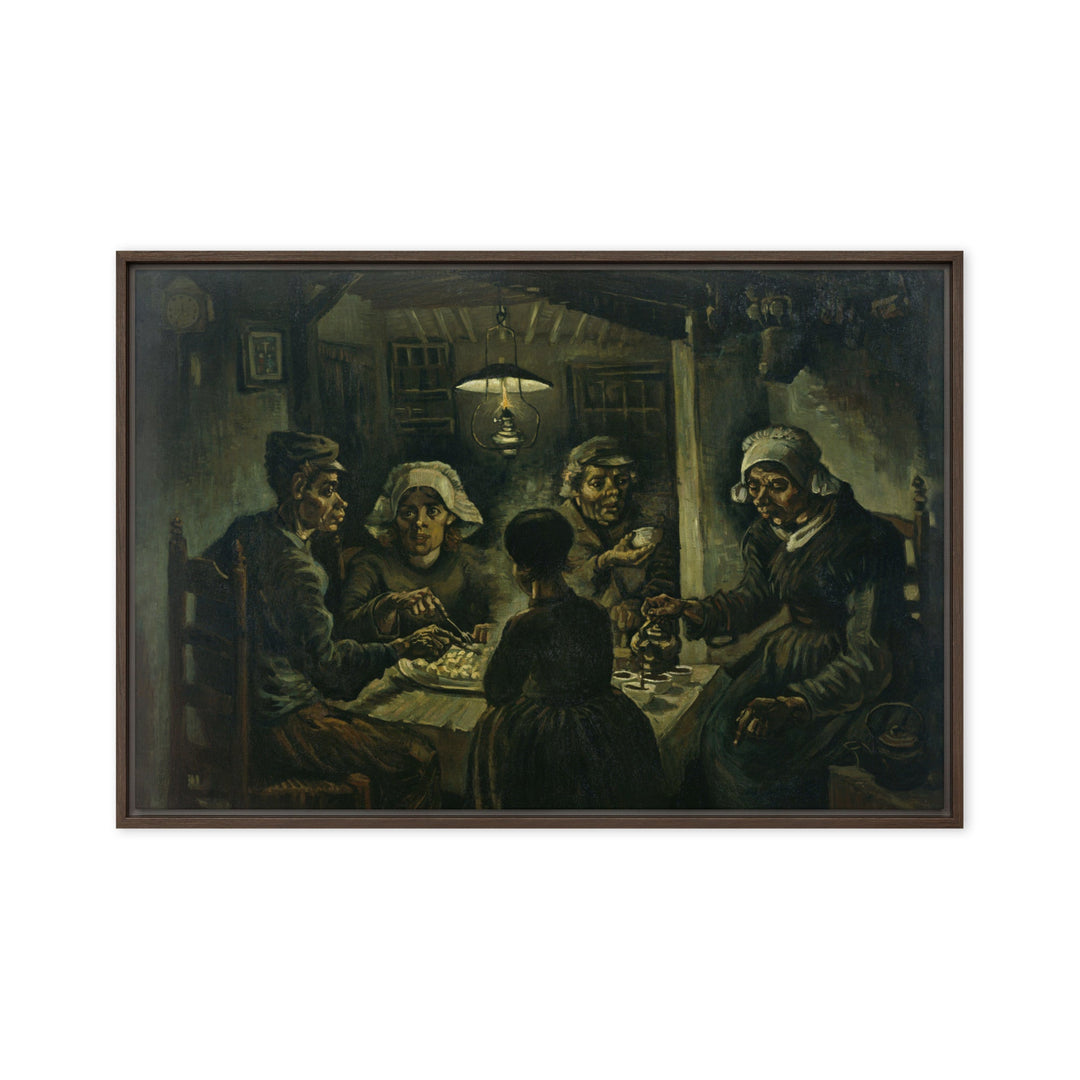 Gerahmte Leinwand - Van Gogh, Katoffelesser 1885 Braun / 61x91 cm (24″×36″) artlia