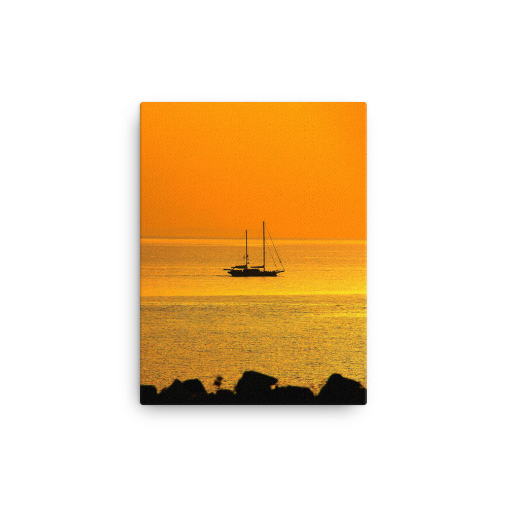 Leinwand - a ship on golden sea 30x41 cm (12″×16″) artlia