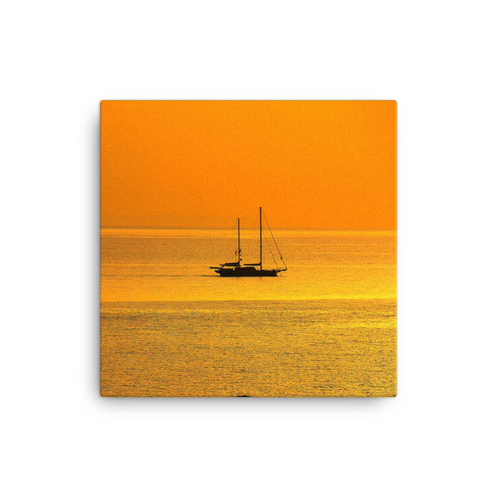Leinwand - a ship on golden sea 41x41 cm (16″×16″) artlia