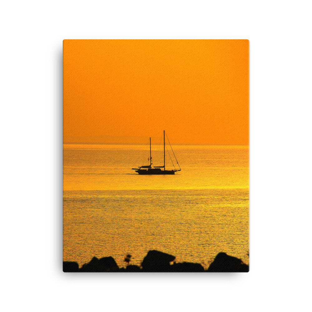 Leinwand - a ship on golden sea 41x51 cm (16″×20″) artlia