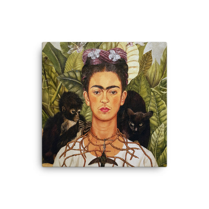 Leinwand - Frida Kahlo with Thorn Necklace and Hummingbird 41x41 cm artlia