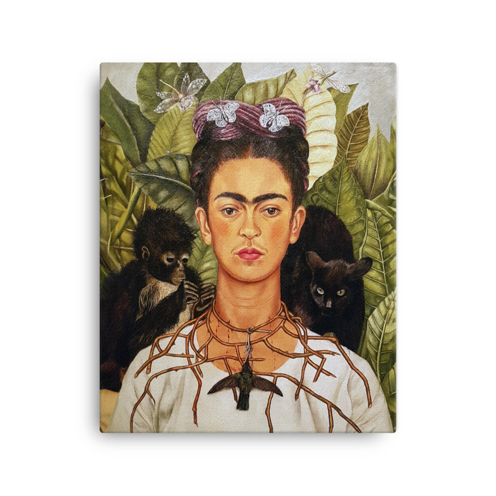 Leinwand - Frida Kahlo with Thorn Necklace and Hummingbird 41x51 cm artlia