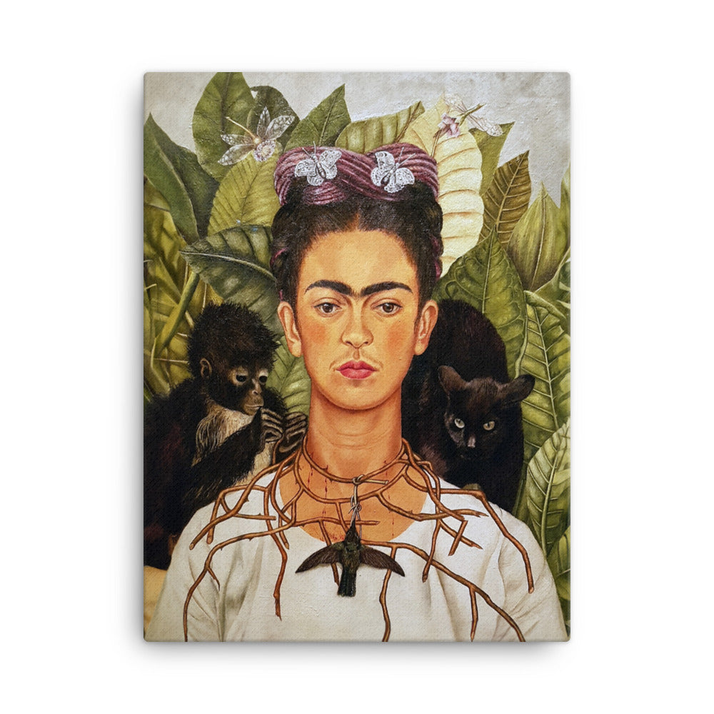 Leinwand - Frida Kahlo with Thorn Necklace and Hummingbird 30x41 cm artlia