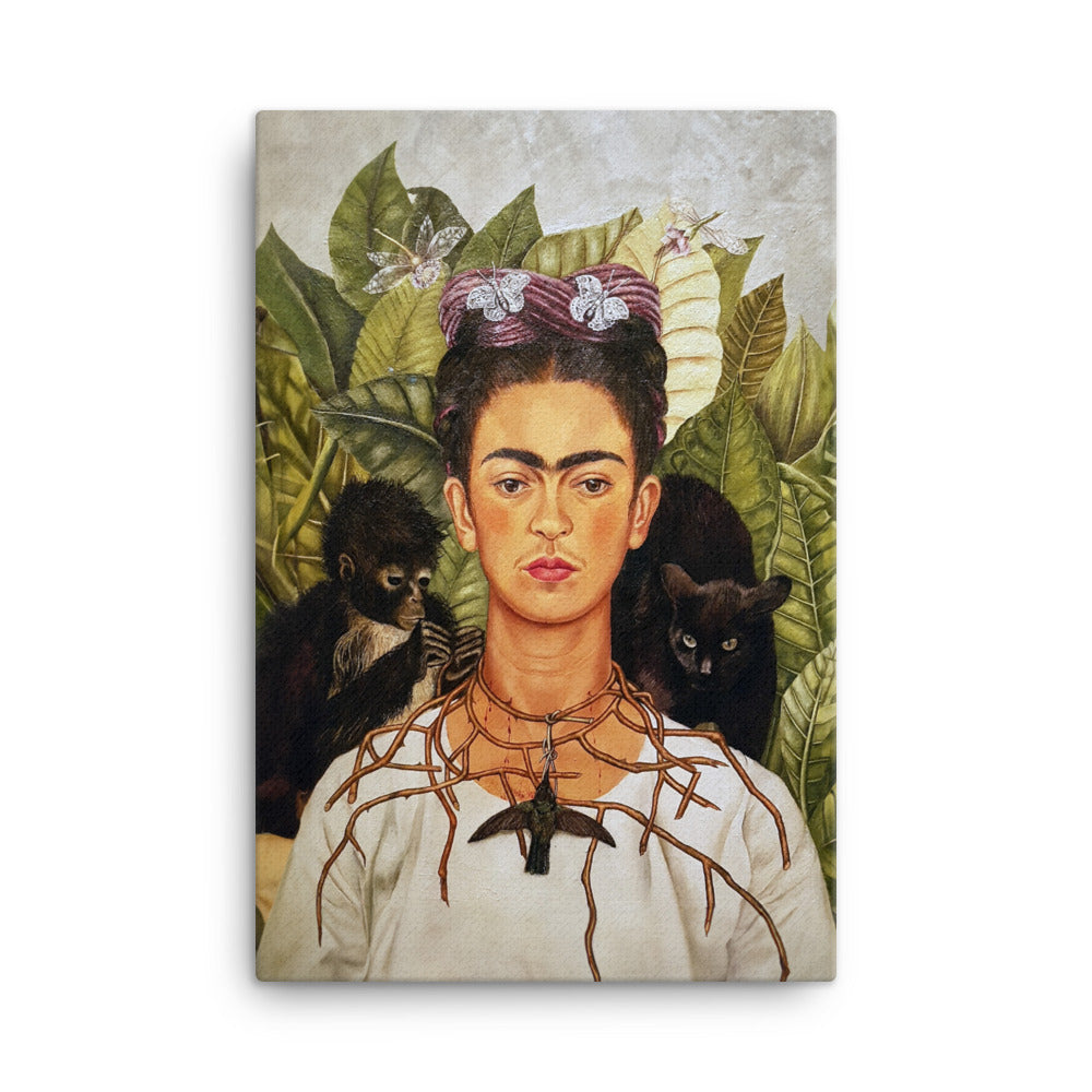 Leinwand - Frida Kahlo with Thorn Necklace and Hummingbird 61x91 cm artlia