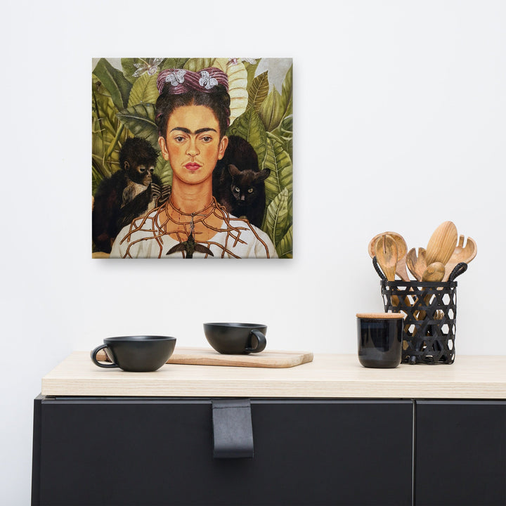 Leinwand - Frida Kahlo with Thorn Necklace and Hummingbird artlia