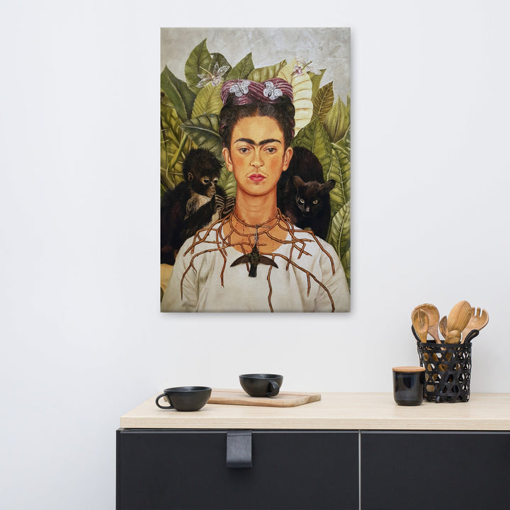Leinwand - Frida Kahlo with Thorn Necklace and Hummingbird artlia