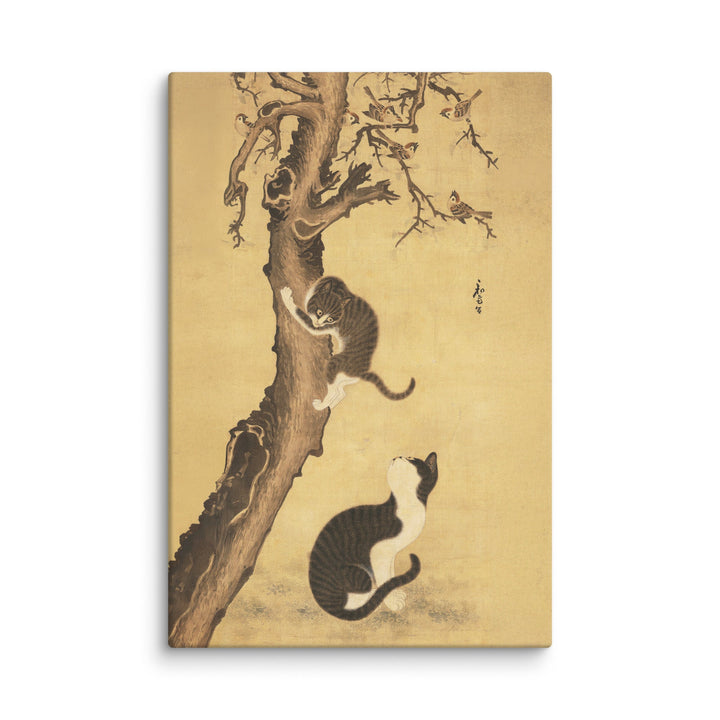 Leinwand - Katzen und Spatzen, Byeon Sang-byeok ohne Rahmen / 31x46 cm (12″×18″) artlia