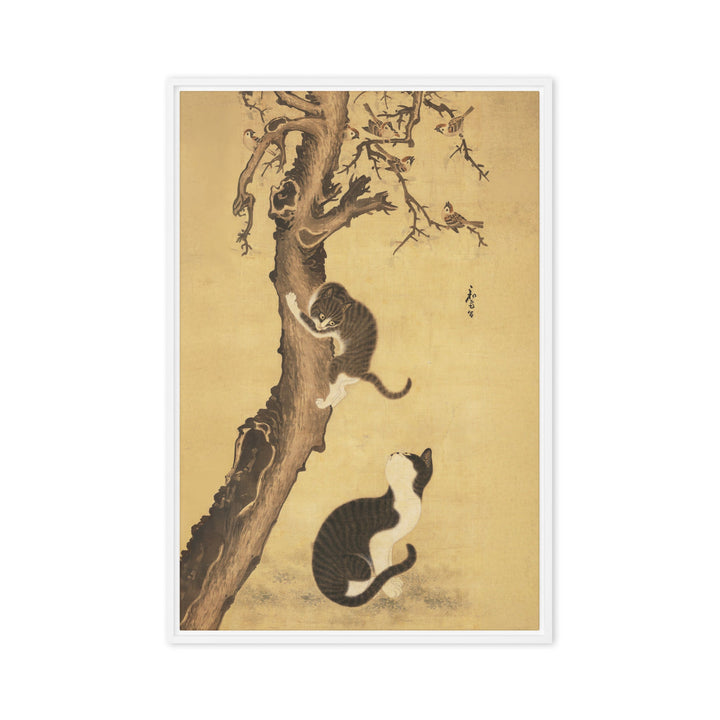 Leinwand - Katzen und Spatzen, Byeon Sang-byeok Weiß / 51x76 cm (20″×30″) artlia