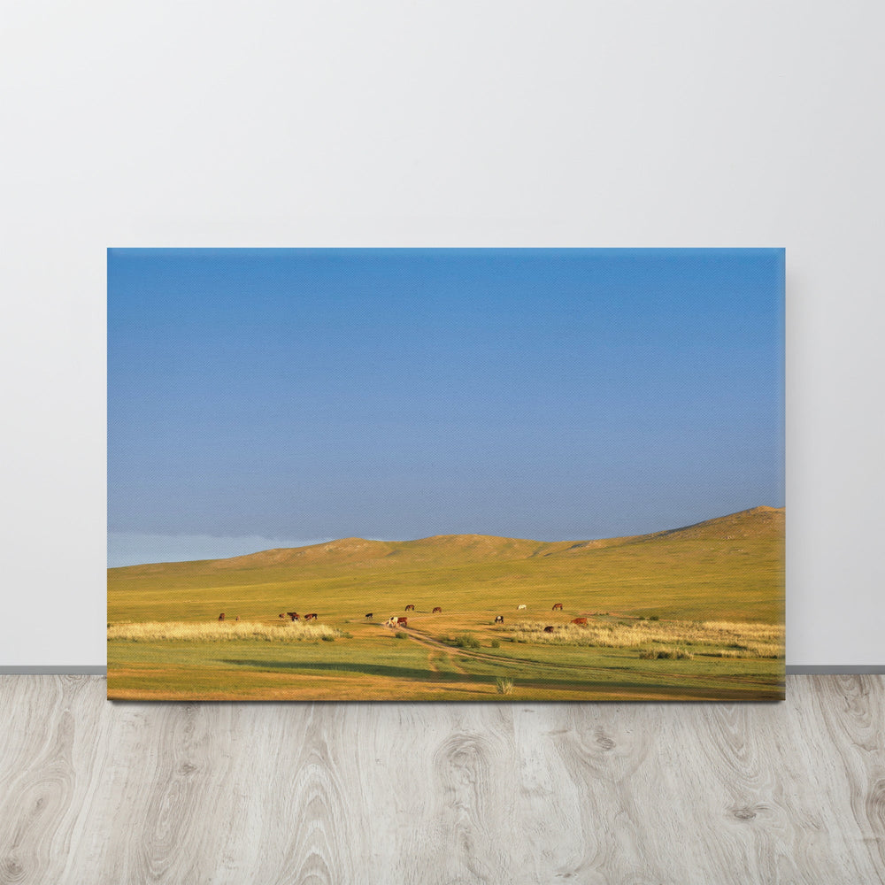Leinwand - Steppe on a calm morning, Mongolia artlia