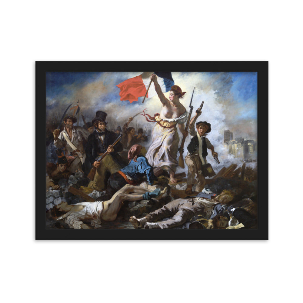 Poster - Eugène Delacroix, Die Freiheit führt das Volk Schwarz / 30×40 cm artlia