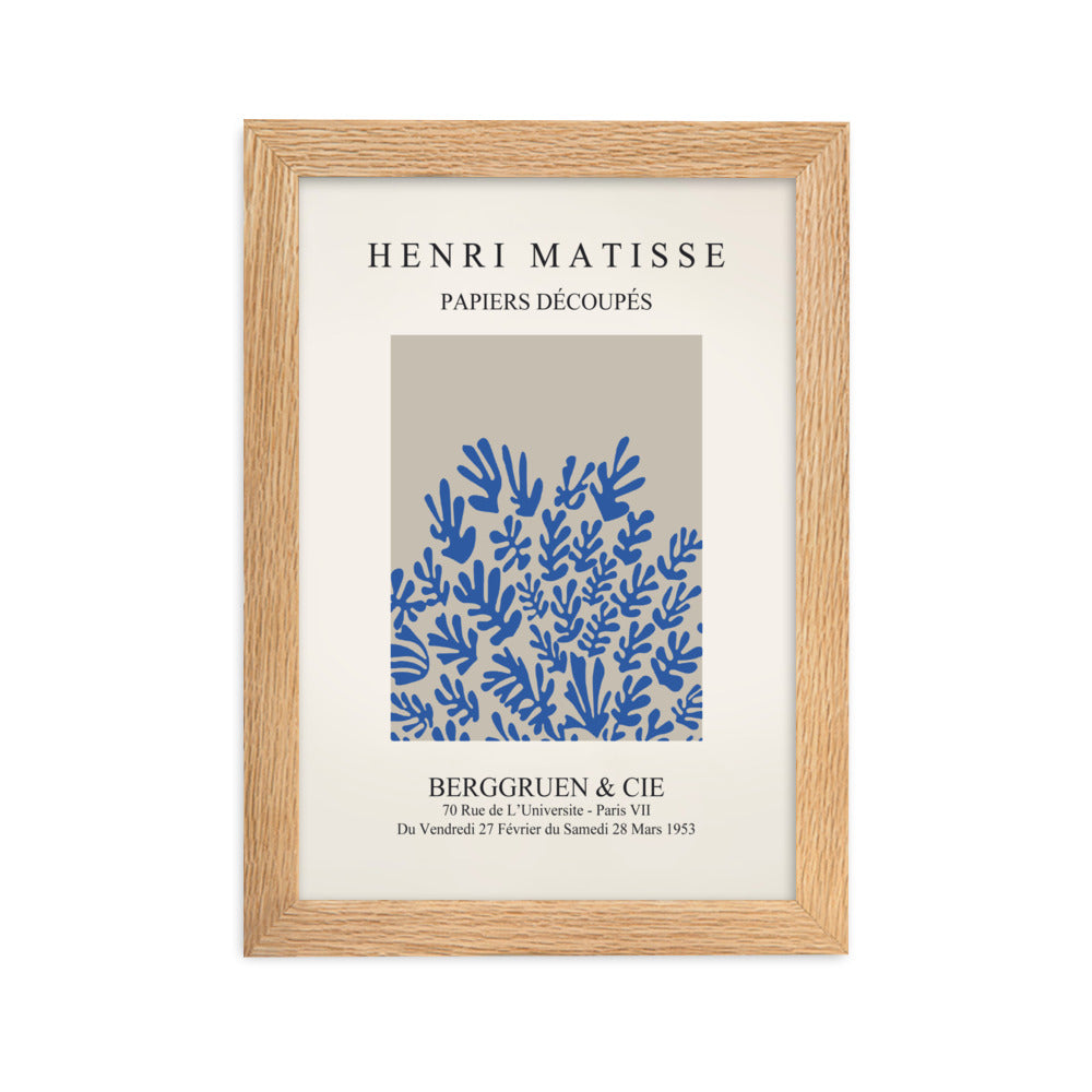 Poster - Henri Matisse, Papier Découpés blaue Blumen Oak / 21×30 cm artlia