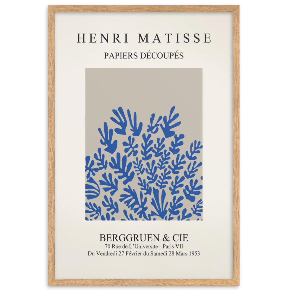 Poster - Henri Matisse, Papier Découpés blaue Blumen Oak / 61×91 cm artlia