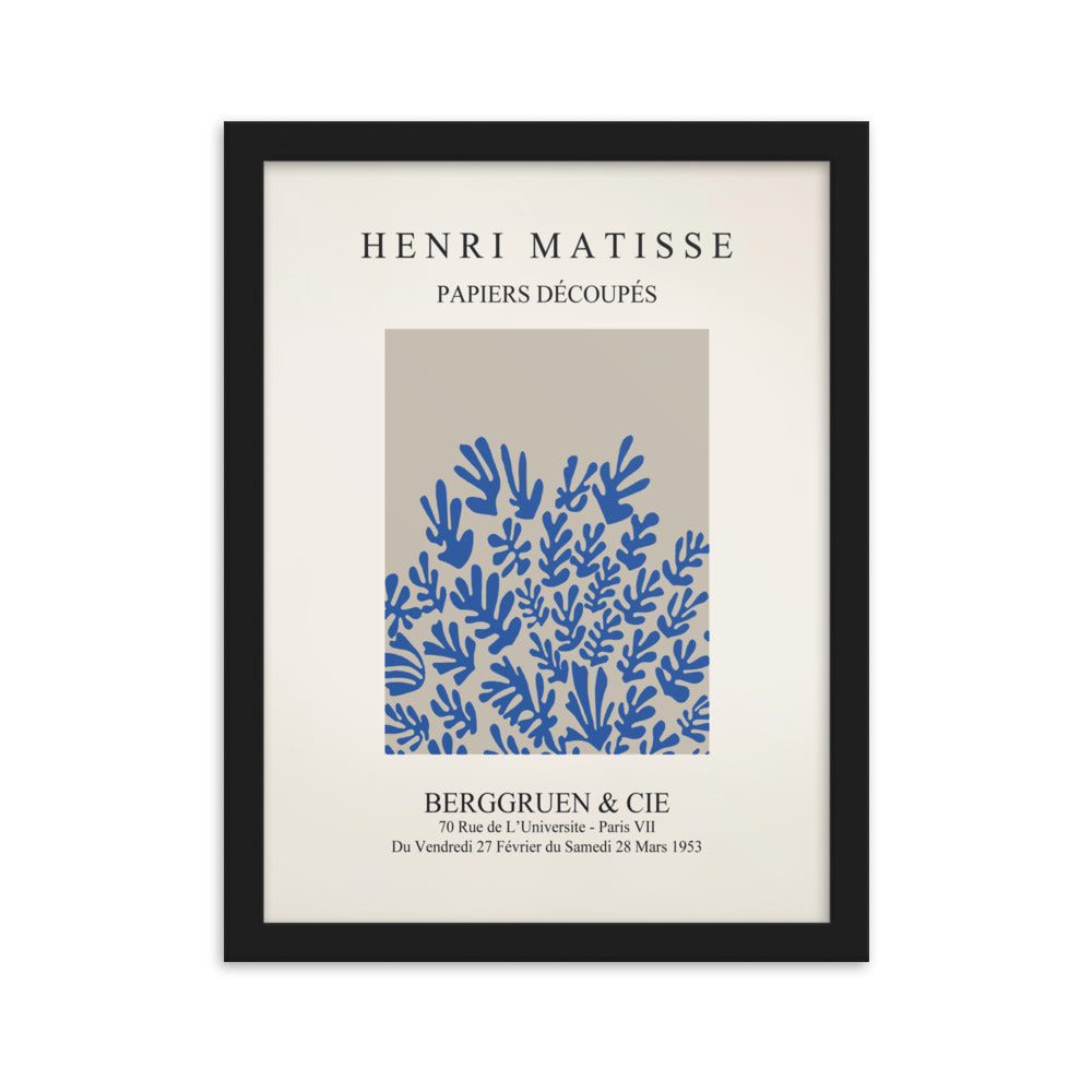 Poster - Henri Matisse, Papier Découpés blaue Blumen Schwarz / 30×40 cm artlia