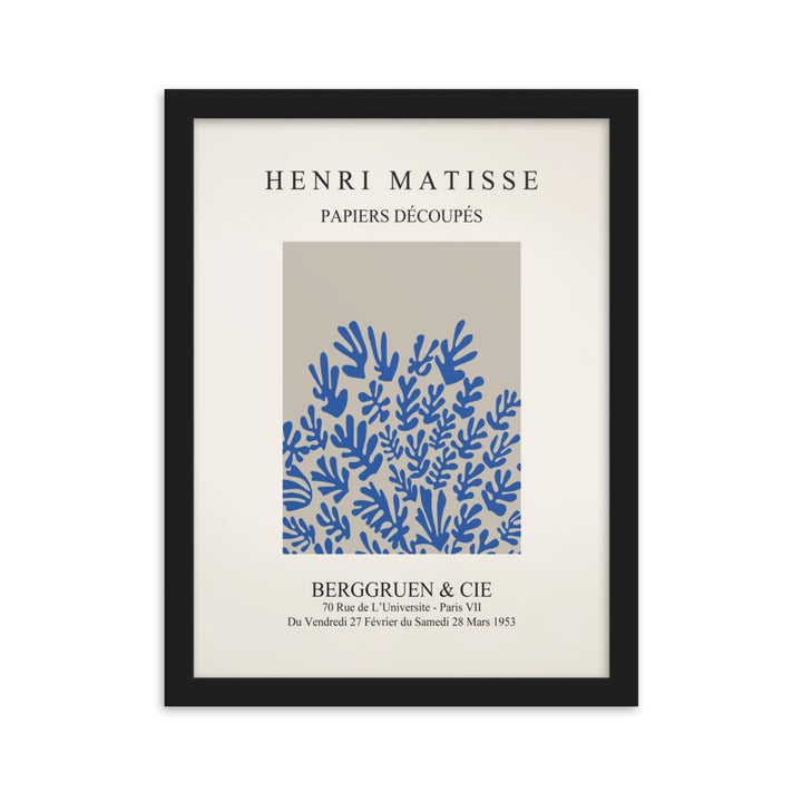 Poster - Henri Matisse, Papier Découpés blaue Blumen Schwarz / 30×40 cm artlia