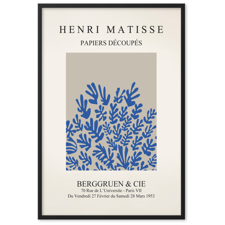 Poster - Henri Matisse, Papier Découpés blaue Blumen Schwarz / 61×91 cm artlia