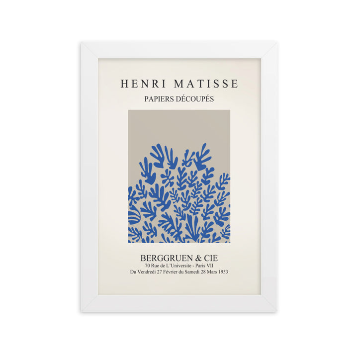 Poster - Henri Matisse, Papier Découpés blaue Blumen Weiß / 21×30 cm artlia